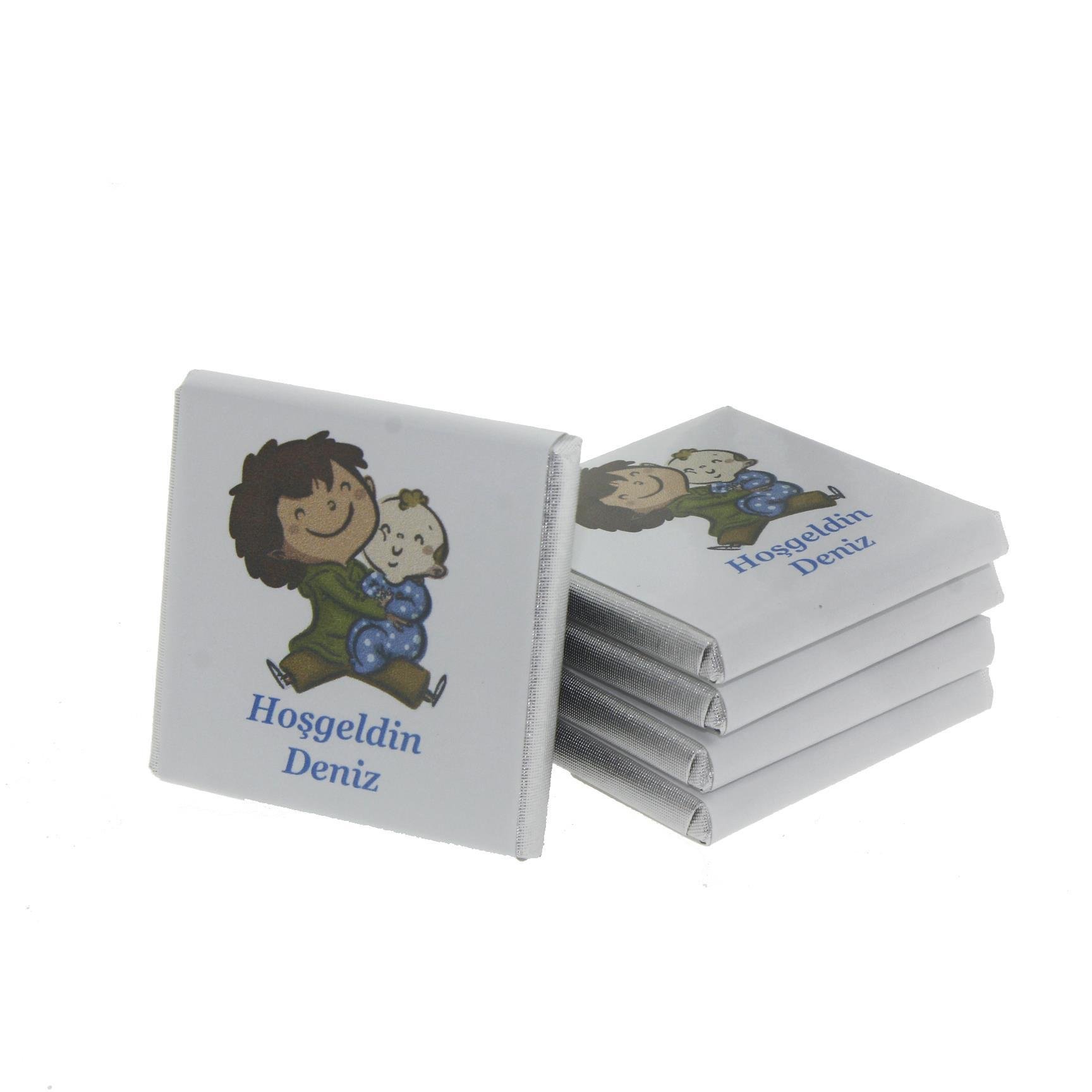 48 Adet İsim Etiketli Madlen Çikolata İki Erkek Kardeş Bebek