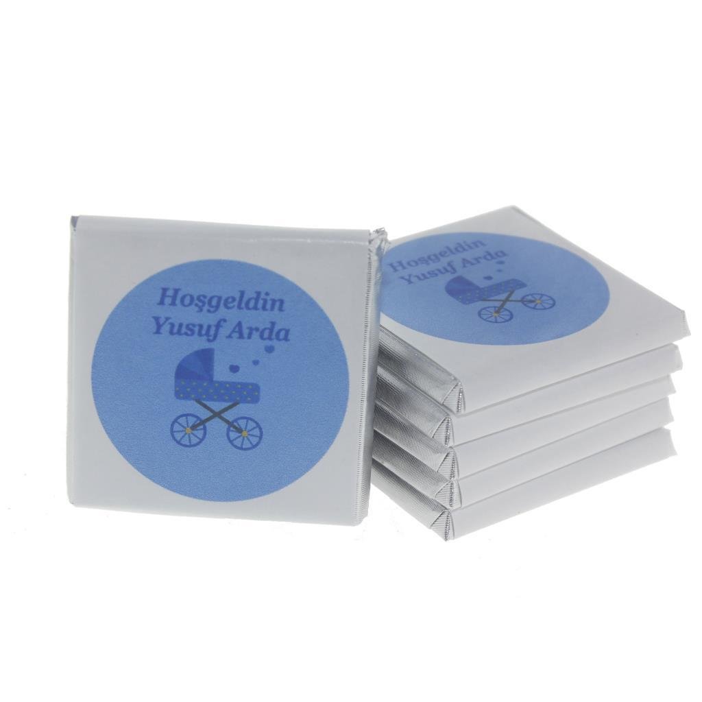 48 Adet İsim Etiketli Pusetli Bebek Madlen Çikolata