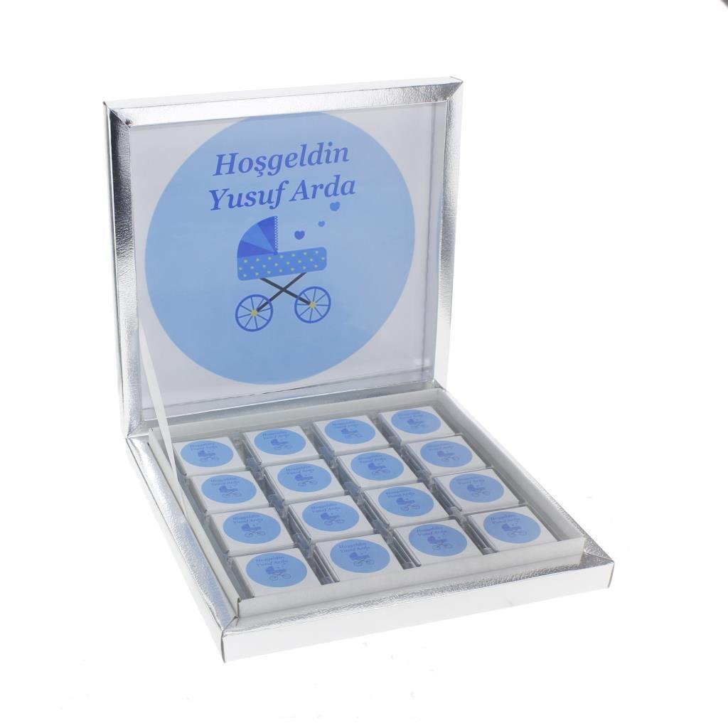 48 Adet İsim Etiketli Pusetli Bebek Madlen Çikolata