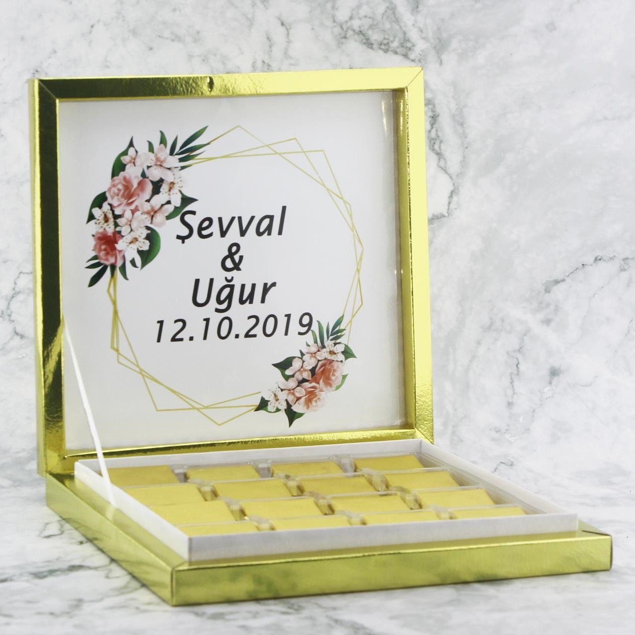 48 Adet İsim Etiketli Söz Nişan Madlen Çikolatası