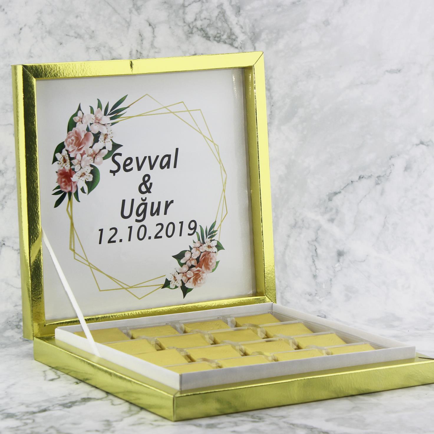 48 Adet İsim Etiketli Söz Nişan Madlen Çikolatası