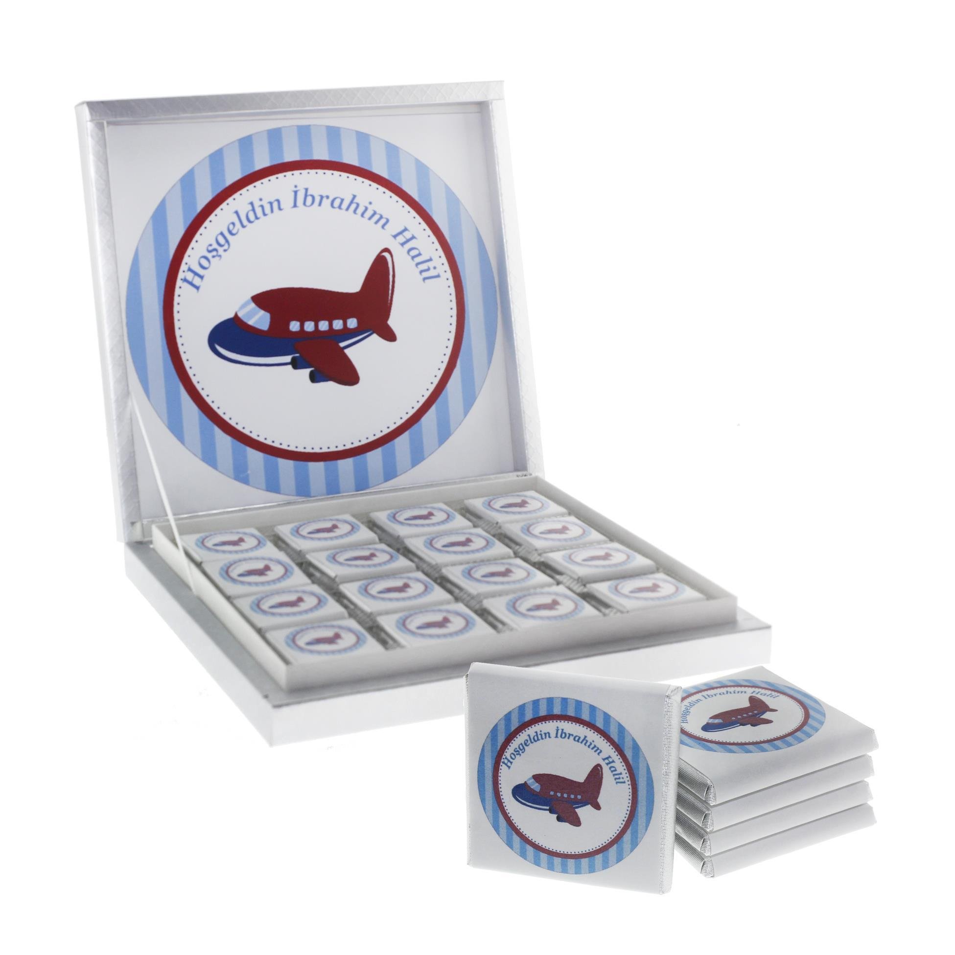 48 Adet  İsim Etiketli Uçaklı Madlen Çikolata