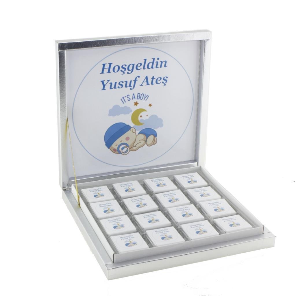 48 Adet İsim Etiketli Uyuyan Bebek Madlen Çikolata