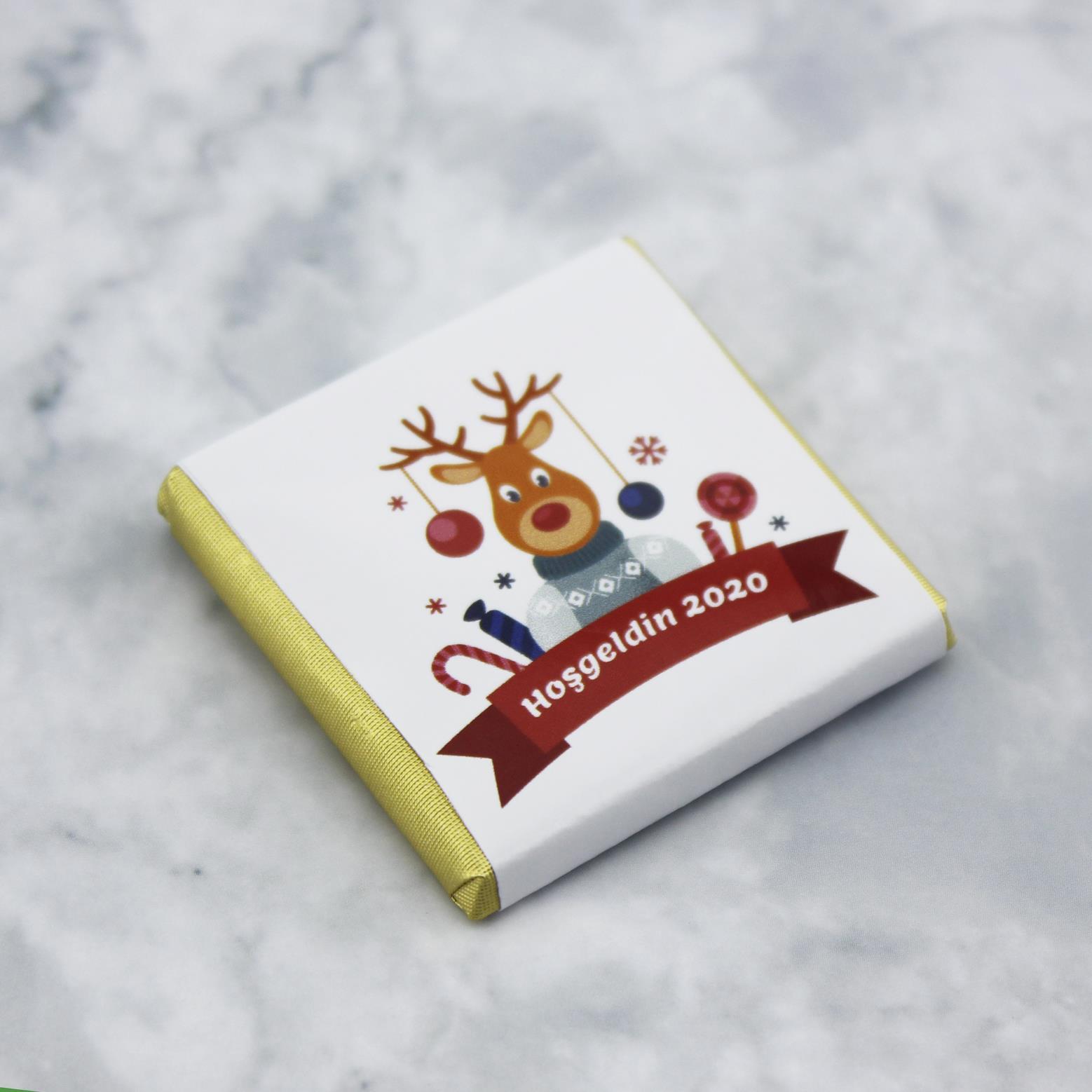 48 Adet Kişiye Özel Yılbaşı Geyikli Yeni Yıl Madlen Çikolata