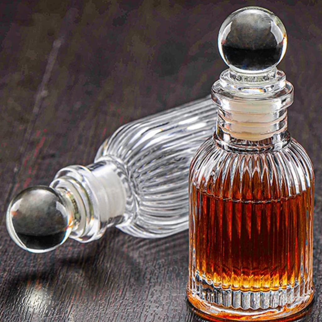 5 Adet 10cm Çizgili Top Kapaklı Cam Şişe 40ml