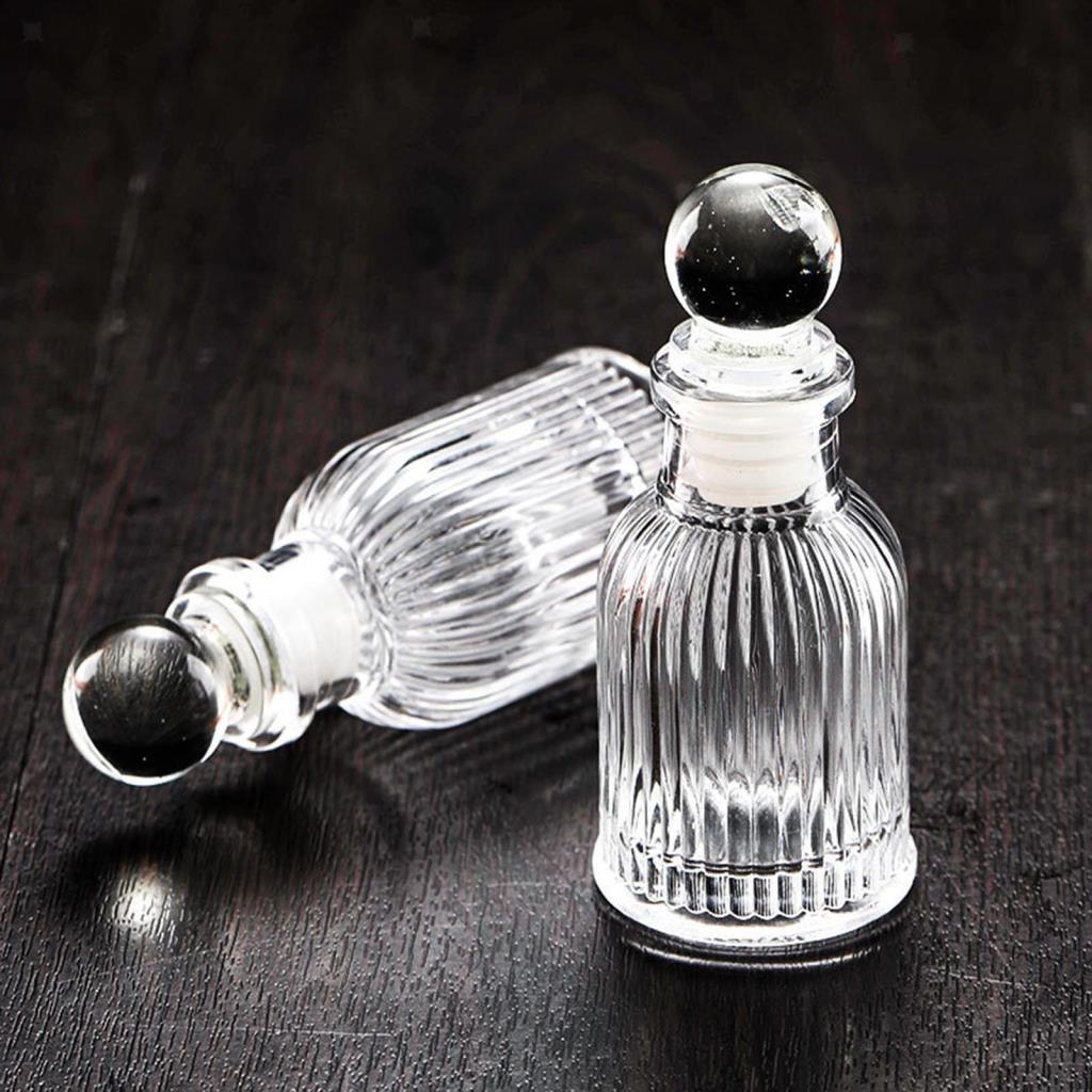 5 Adet 10cm Çizgili Top Kapaklı Cam Şişe 40ml