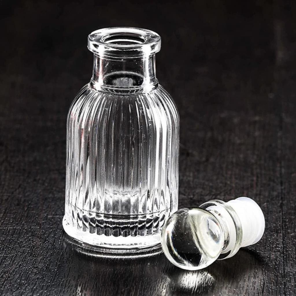 5 Adet 10cm Çizgili Top Kapaklı Cam Şişe 40ml