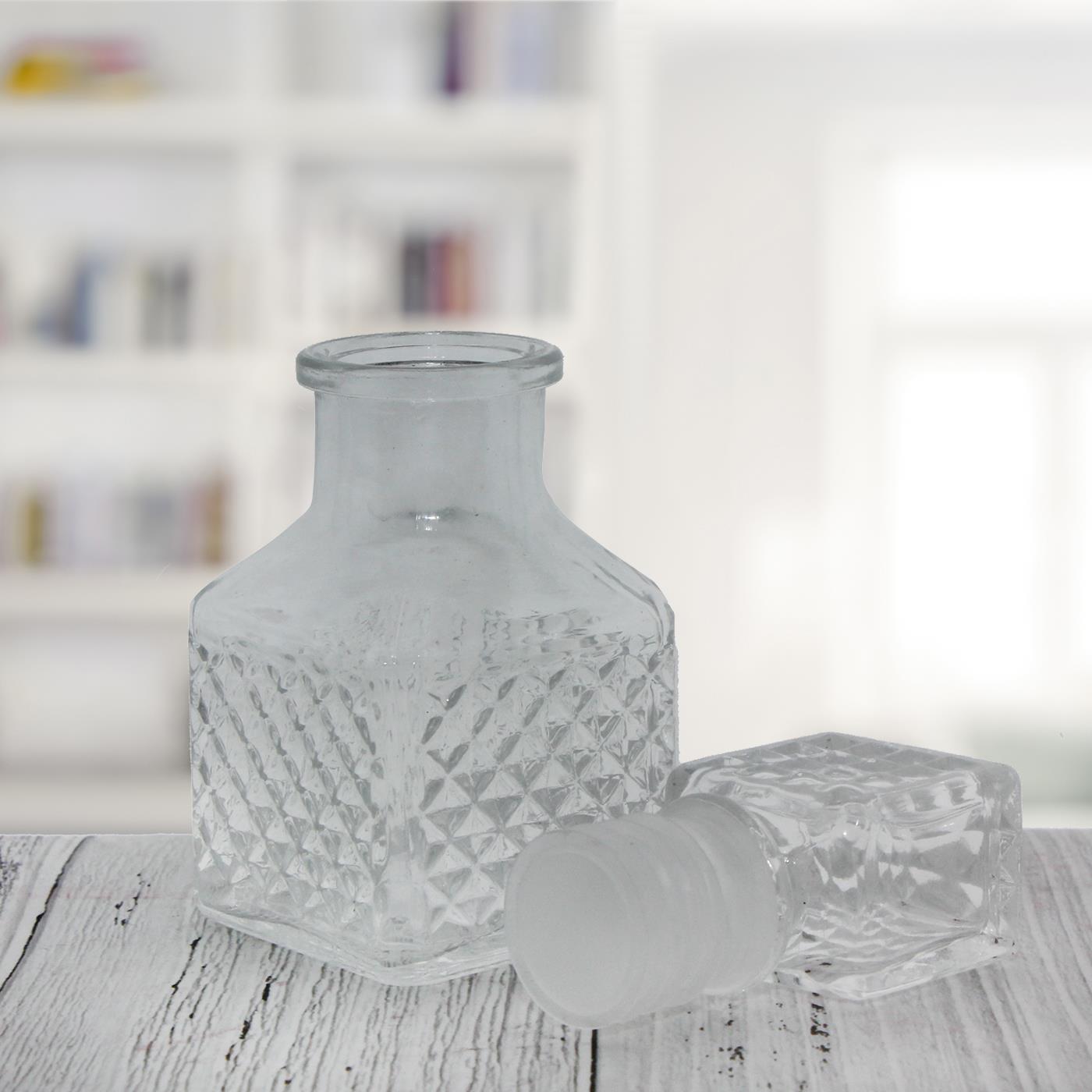 5 Adet 4,5x11cm Kristal Cam Kapaklı Şişe Baklava Motif