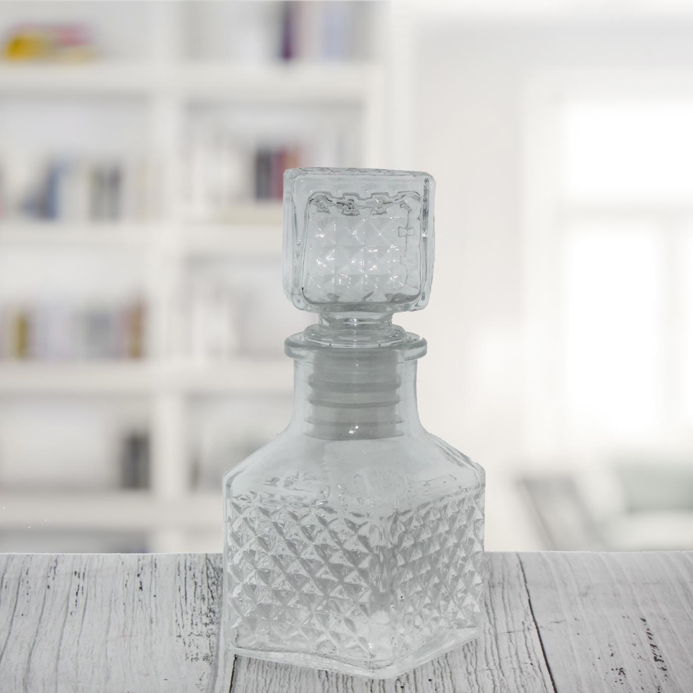 5 Adet 4,5x11cm Kristal Cam Kapaklı Şişe Baklava Motif