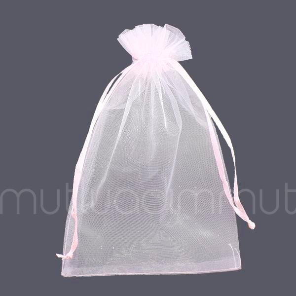 50 Adet 12x17cm Düz Organze Büzgülü Kese