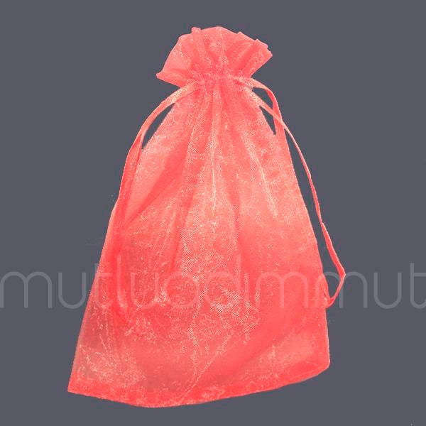 50 Adet 12x17cm Düz Organze Büzgülü Kese