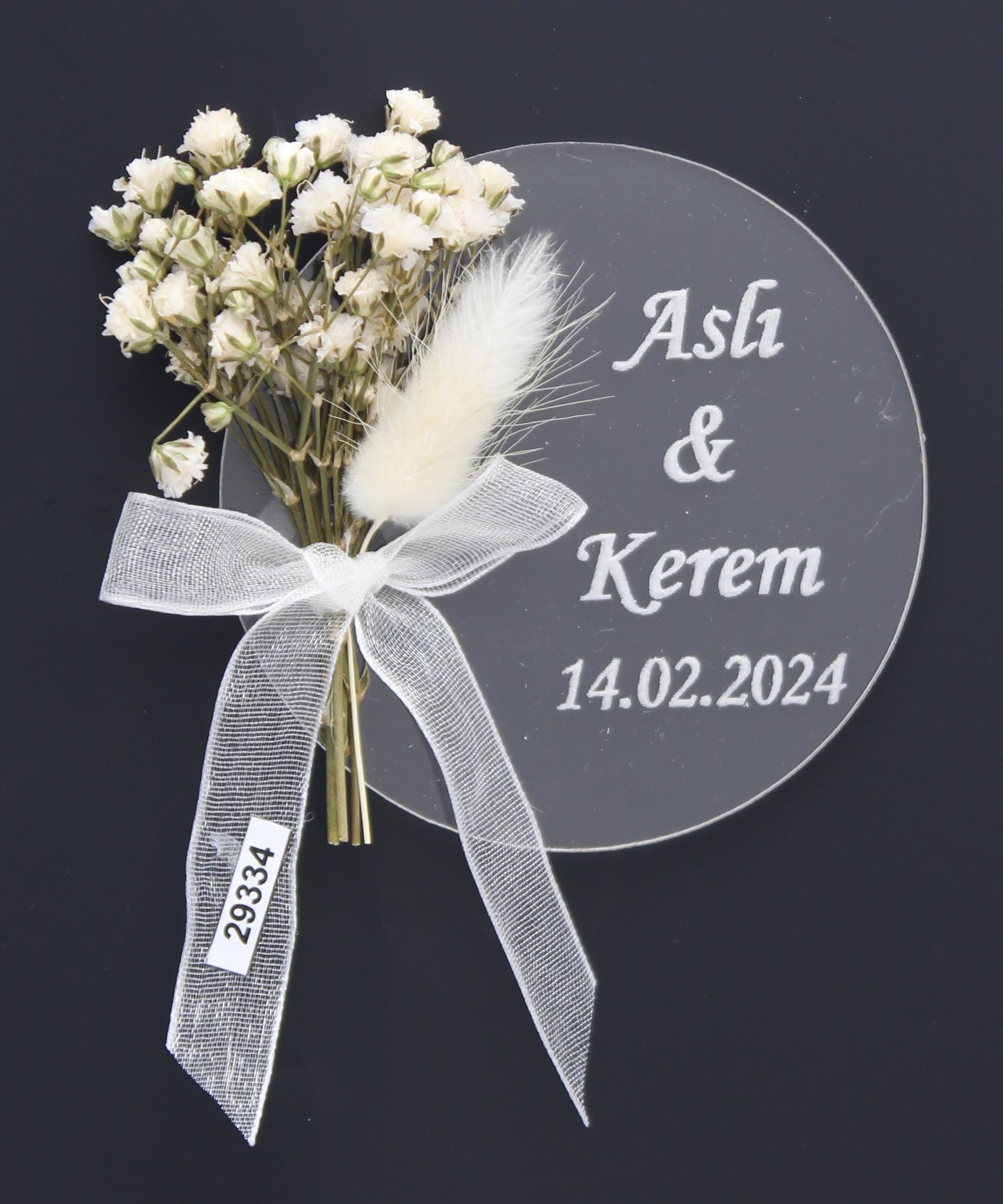 50 Adet 7cm İsimli Pleksi Magnet Söz Nişan Düğün Hediyesi