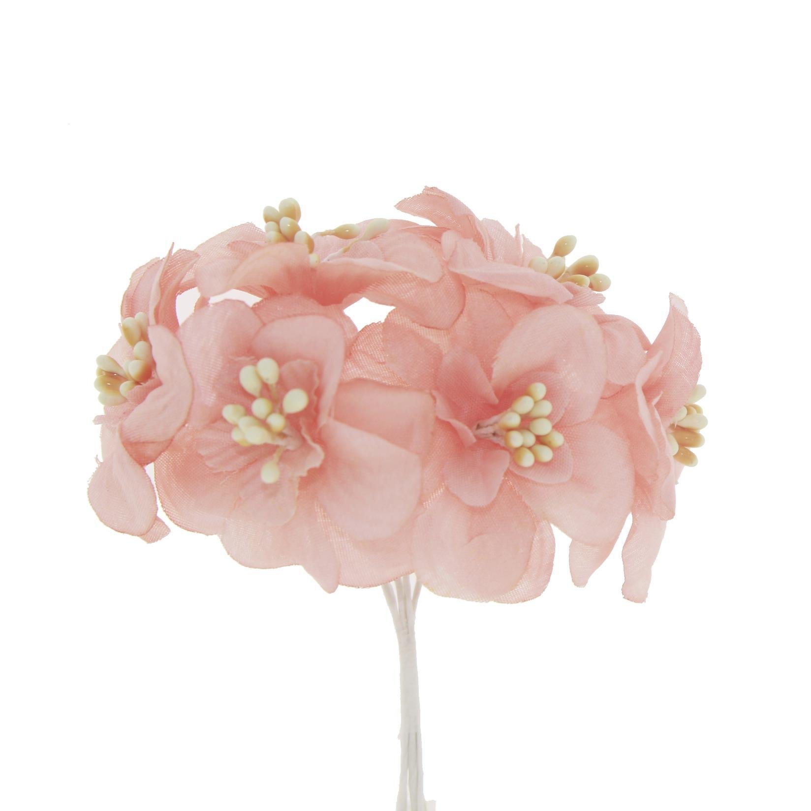 5cm Mini Zambak Kumaş Yapay Çiçek 6lı 12 Demet (72 Adet)