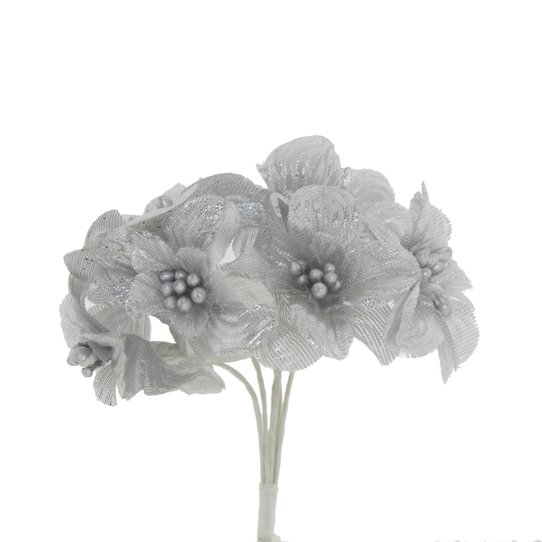 5cm Mini Zambak Kumaş Yapay Çiçek 6lı 12 Demet (72 Adet)