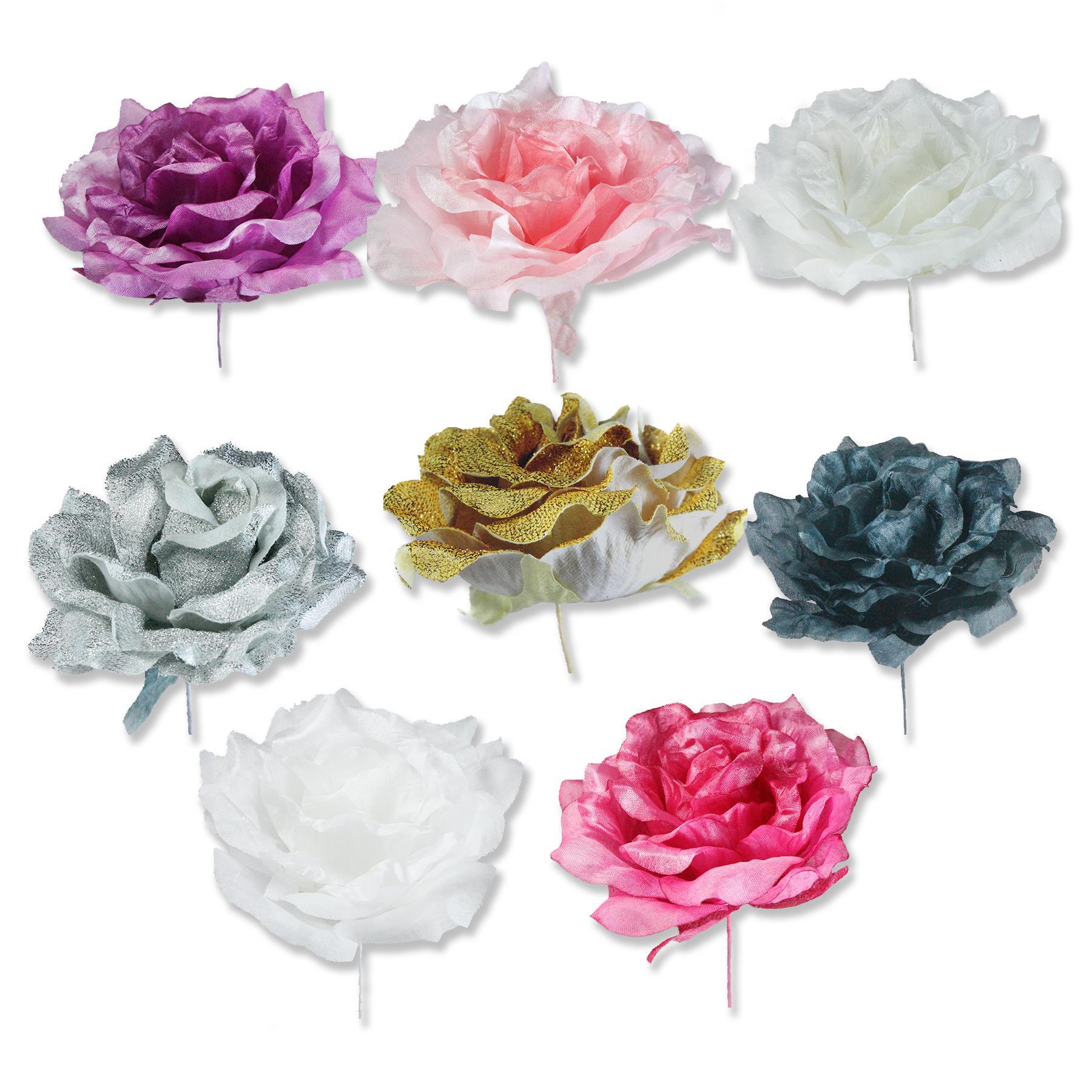 6 Adet 10cm  Kumaş Gül Çİçek