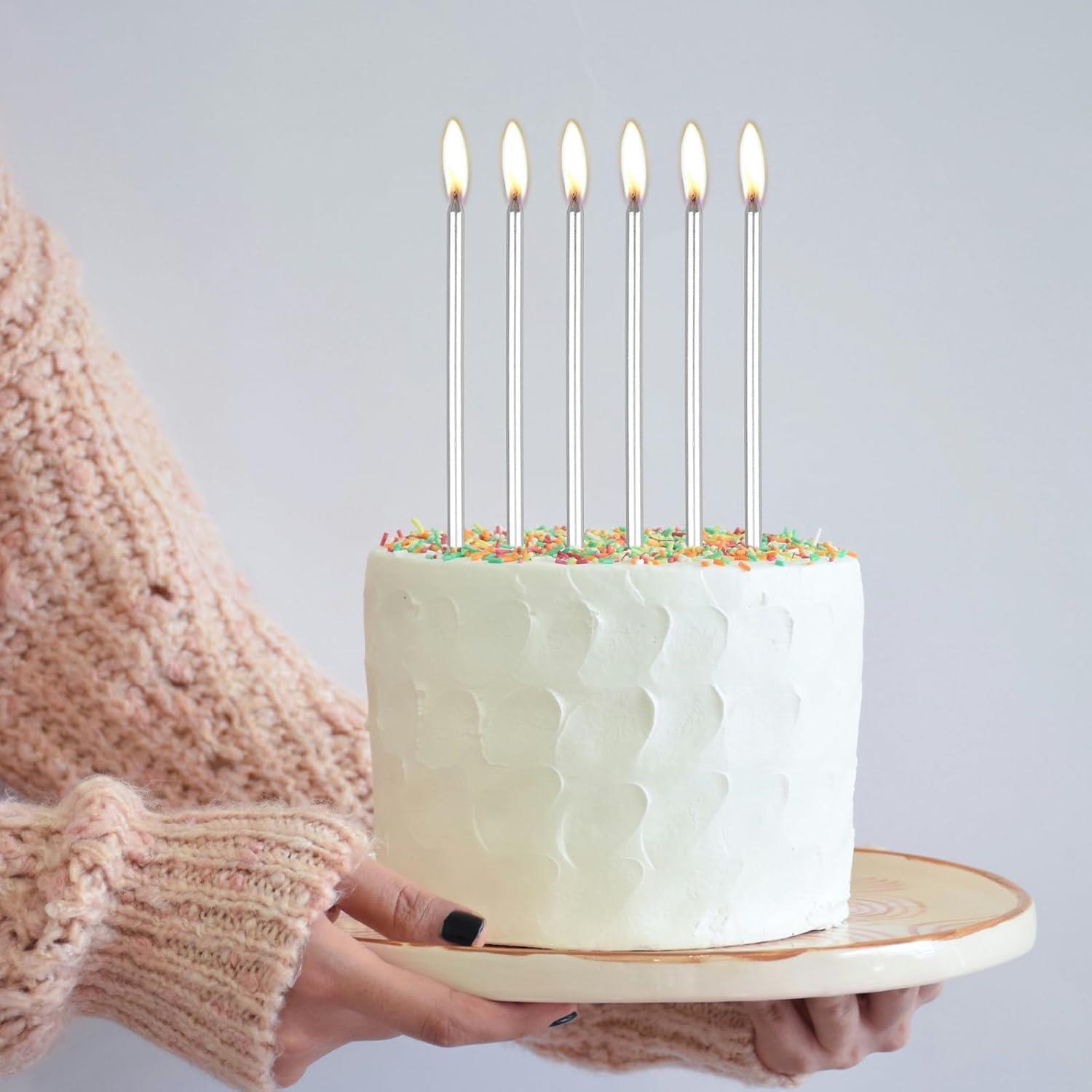 6 Adet 15cm Pasta Mumu İnce Mum