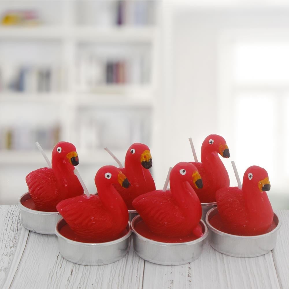6 Adet 4cm Flamingo Tealight Mum