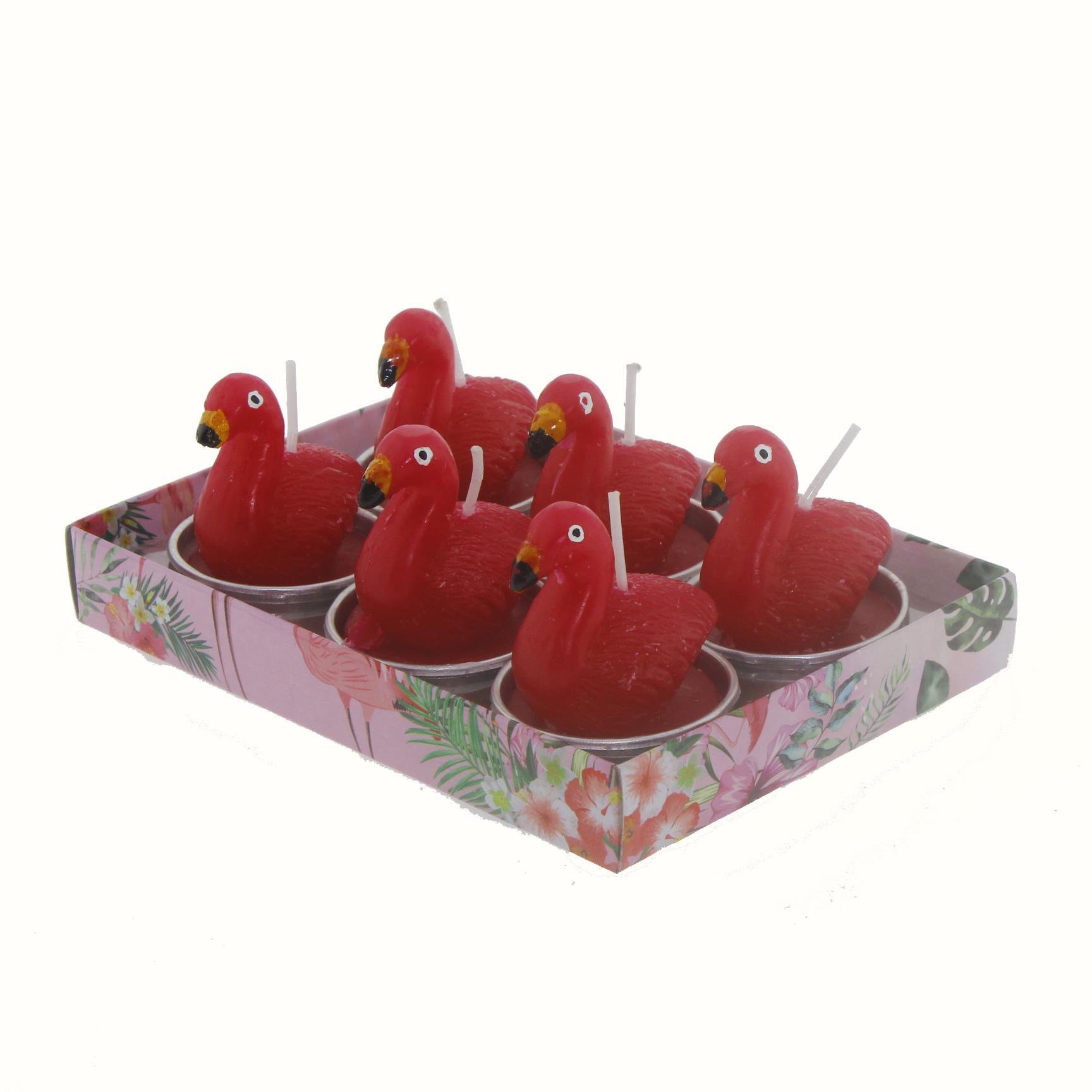 6 Adet 4cm Flamingo Tealight Mum
