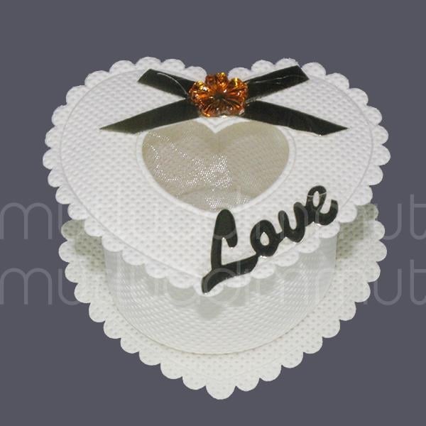 6 Adet Altın Love Yazılı Kumaş Kutu