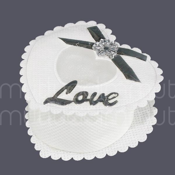 6 Adet Gümüş Love Yazılı Kumaş Kutu