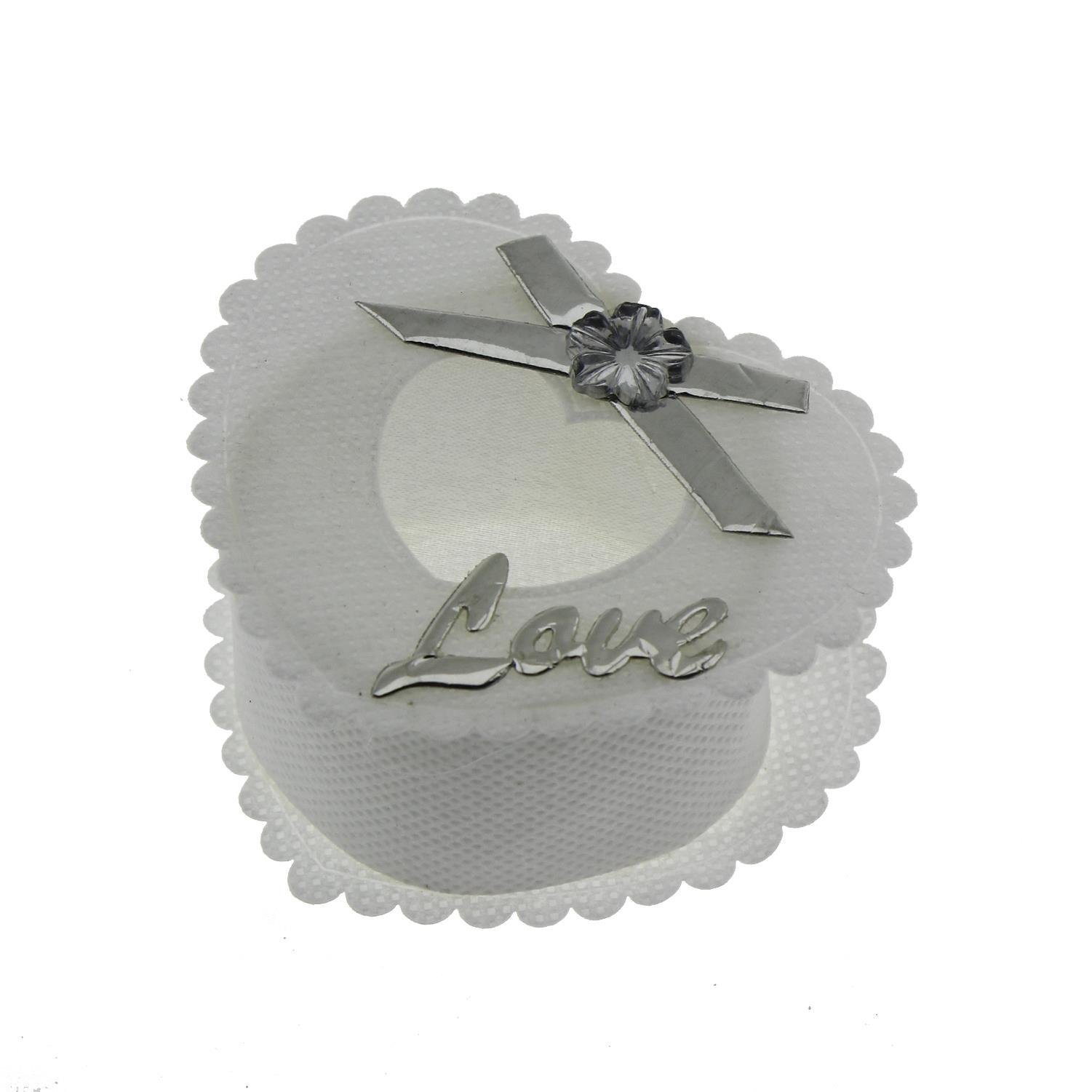 6 Adet Gümüş Love Yazılı Kumaş Kutu