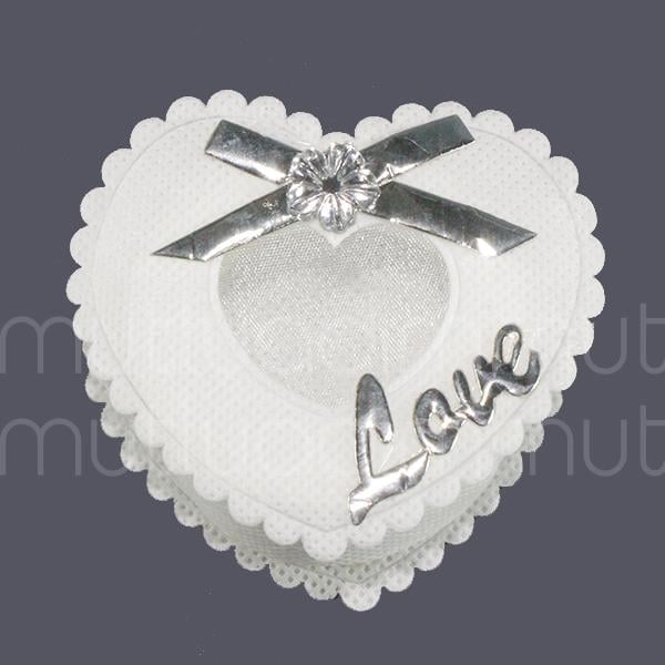 6 Adet Gümüş Love Yazılı Kumaş Kutu