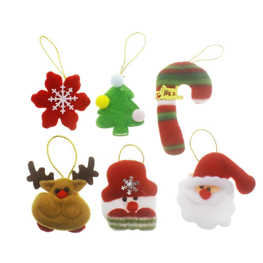 6 Adet Kumaş Yılbaşı Süsleri Karışık Noel Baba Geyik Kardan Adam