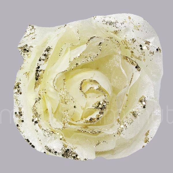 6 Adet Parlak Simli Kumaş Büyük Gül