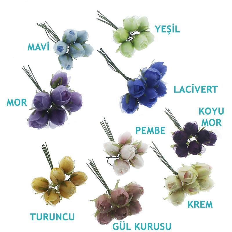 6 Demet (36 Adet) Tomurcuk Kumaş Saplı Çiçek