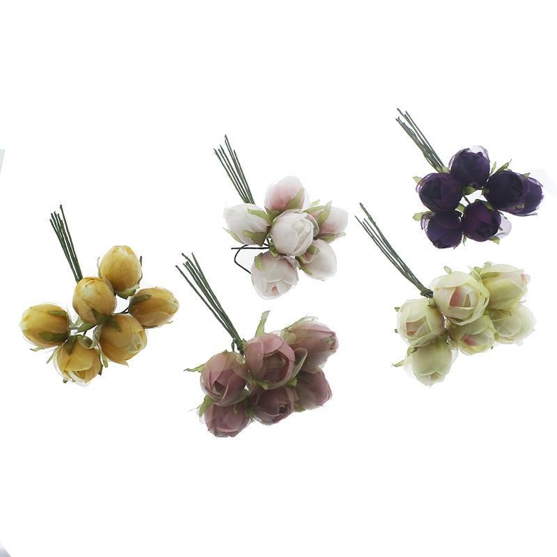 6 Demet (36 Adet) Tomurcuk Kumaş Saplı Çiçek