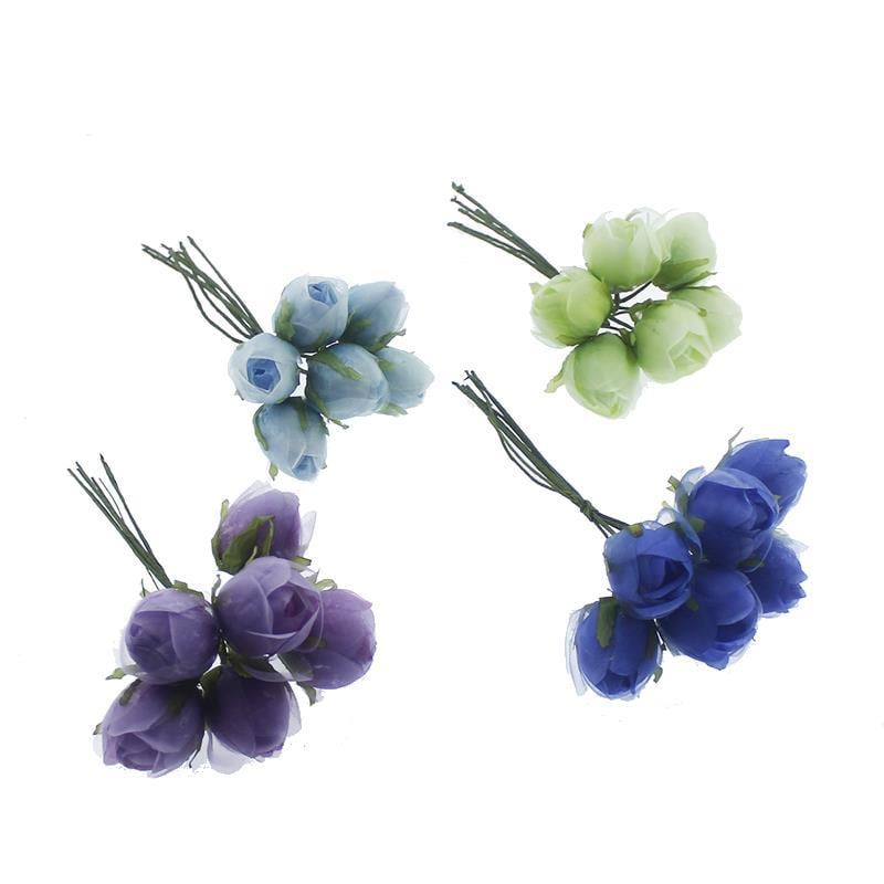 6 Demet (36 Adet) Tomurcuk Kumaş Saplı Çiçek