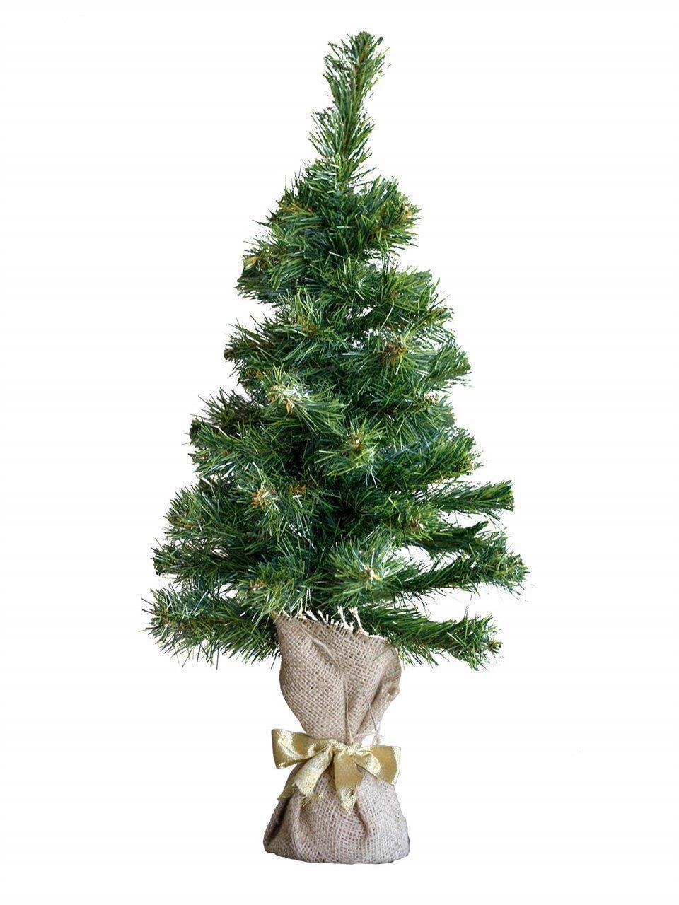 60cm Çam Ağacı 60 Dallı Çuhalı Keten Kumaş Tabanlı