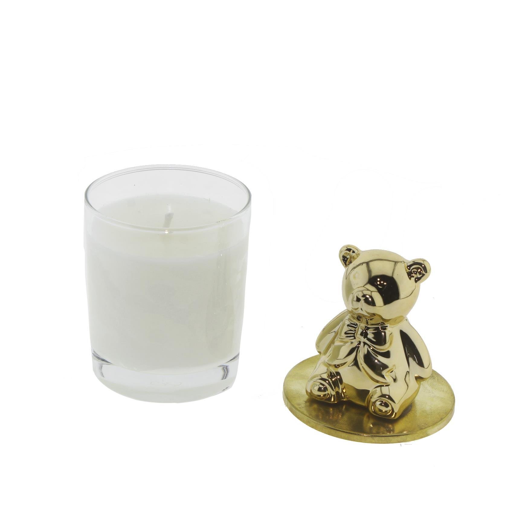 6x15cm Bardak Mum Metalize Ayıcık Kapaklı