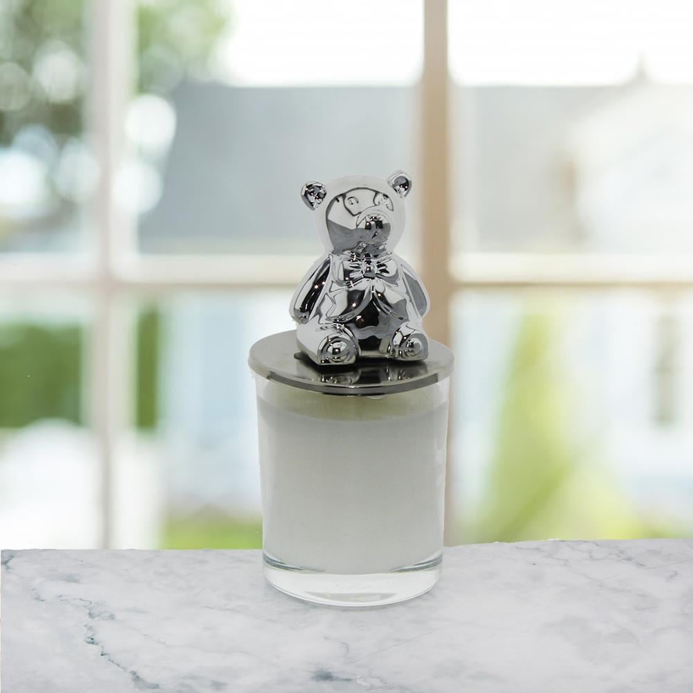 6x15cm Bardak Mum Metalize Ayıcık Kapaklı