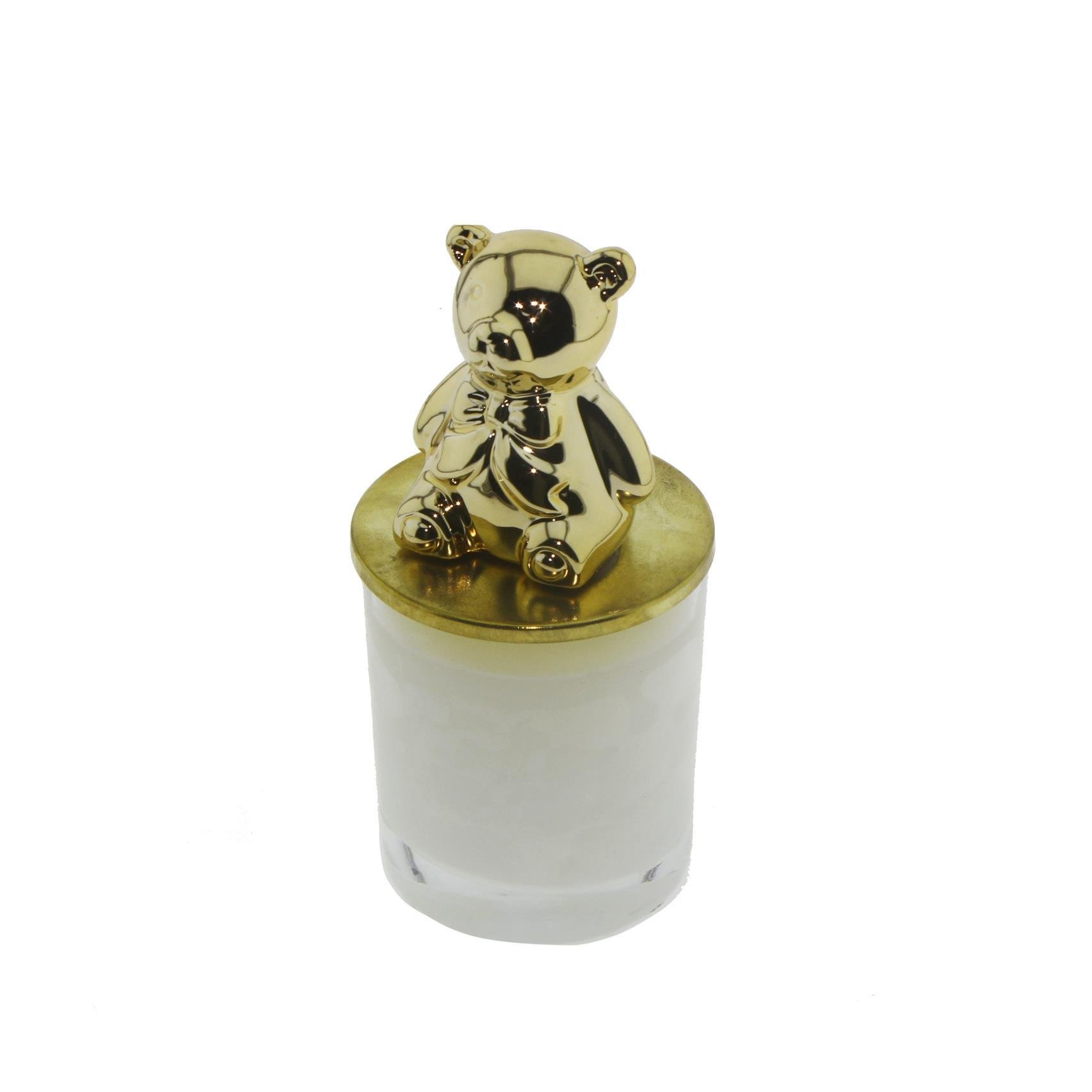 6x15cm Bardak Mum Metalize Ayıcık Kapaklı