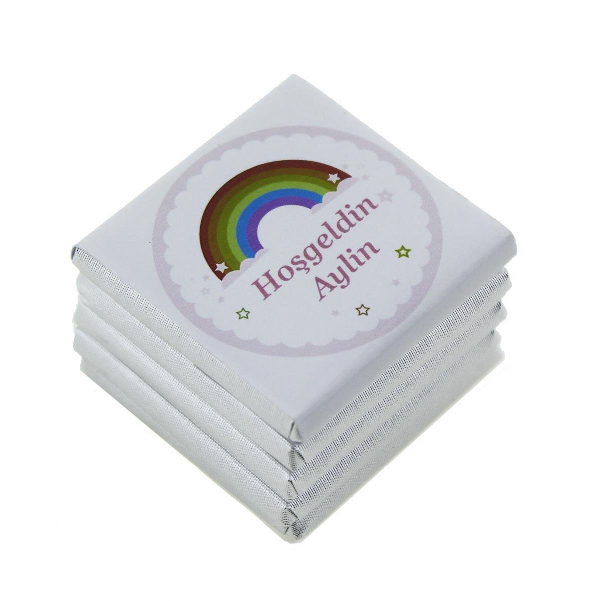 72 Adet (500gr.) İsim Etiketli Gökkuşağı Bebek Çikolata
