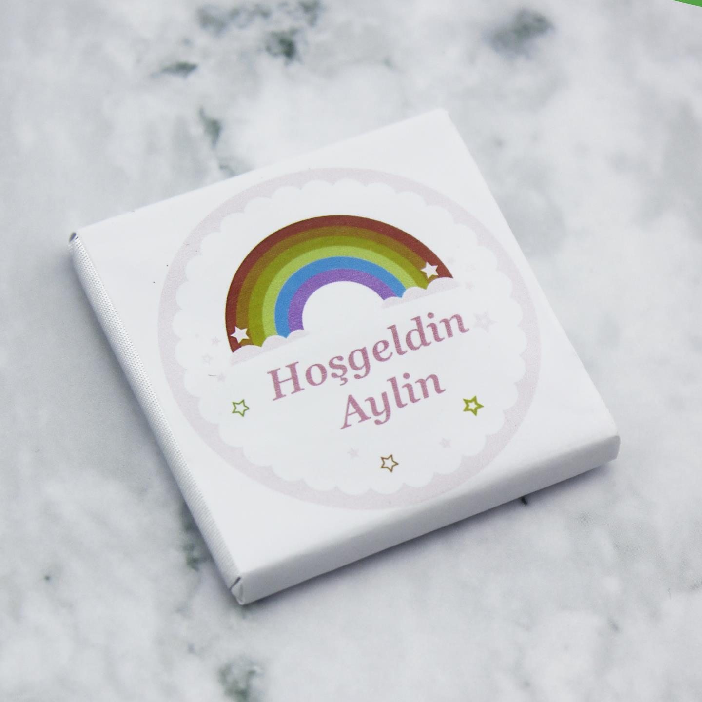 72 Adet (500gr.) İsim Etiketli Gökkuşağı Bebek Çikolata