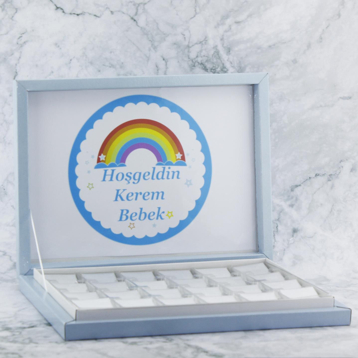 72 Adet (500gr.) İsim Etiketli Gökkuşağı Bebek Çikolata