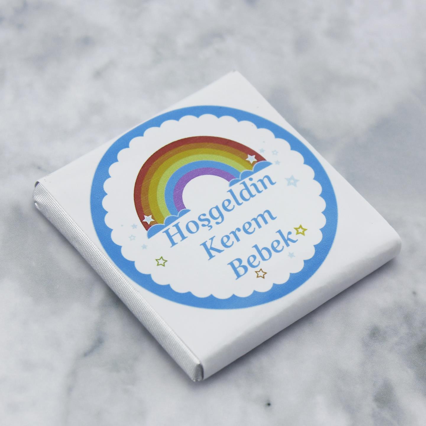72 Adet (500gr.) İsim Etiketli Gökkuşağı Bebek Çikolata