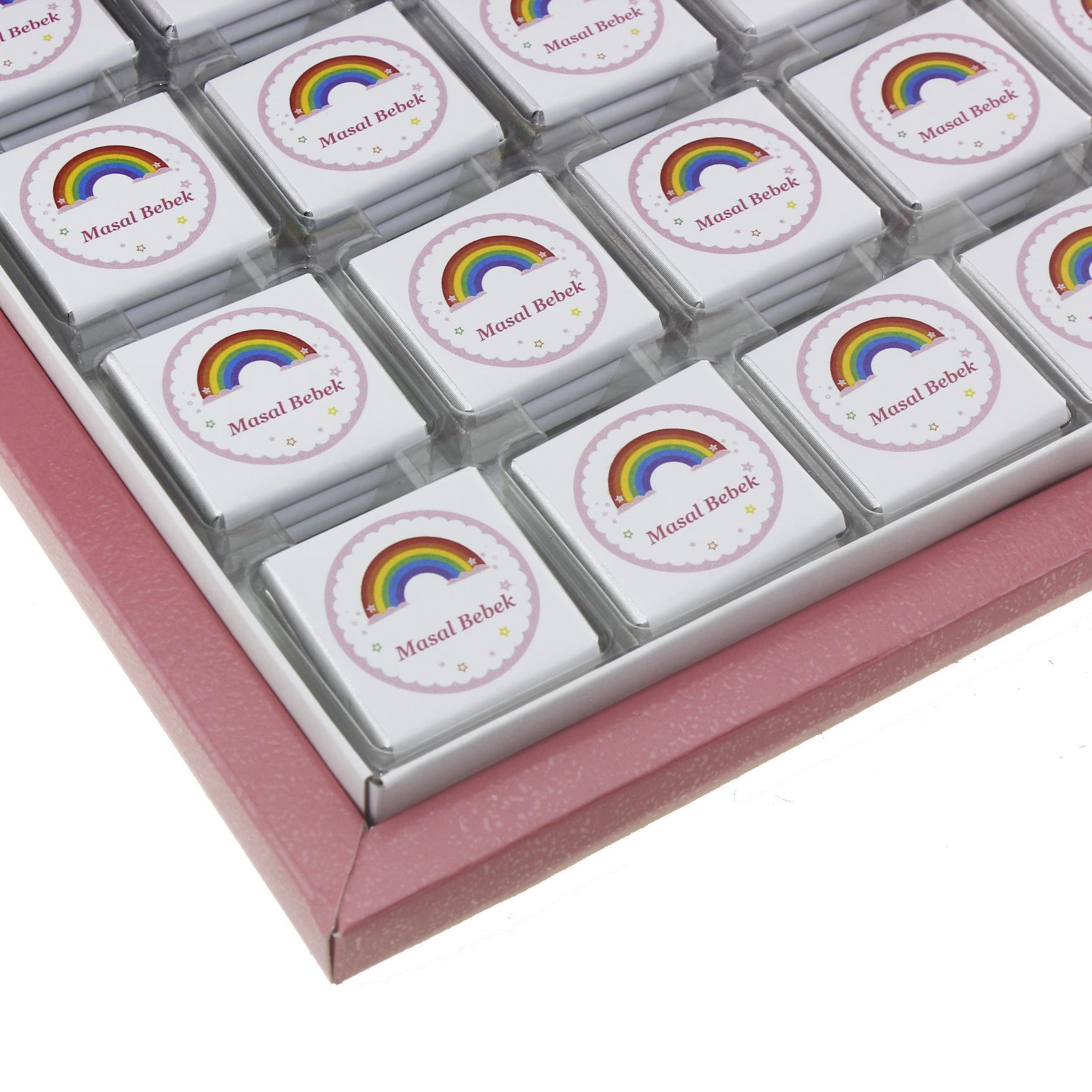 72 Adet (500gr.) İsim Etiketli Gökkuşağı Bebek Çikolata