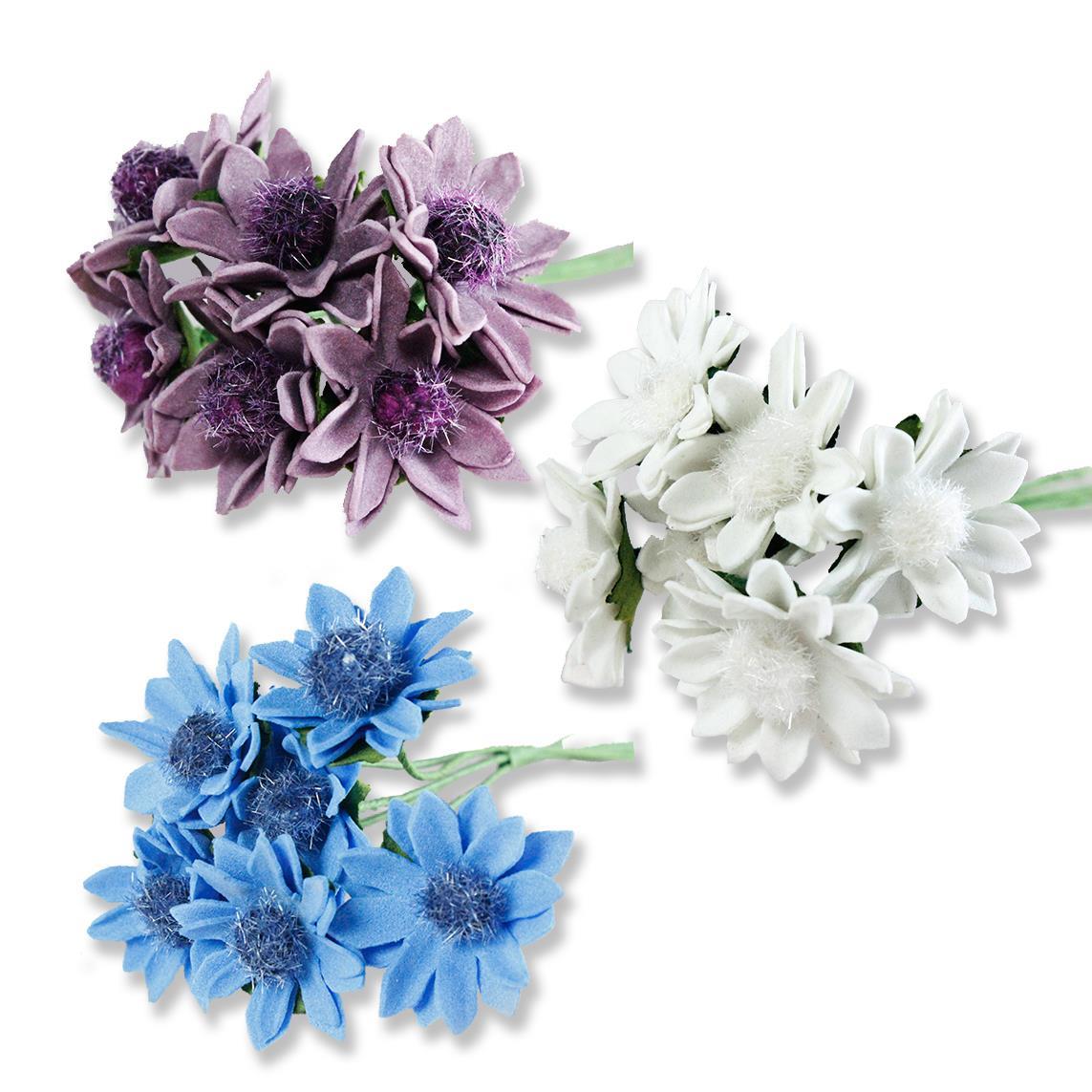 72 Adet Çiçek (12 Demet) Ortası Tüylü Çiçek