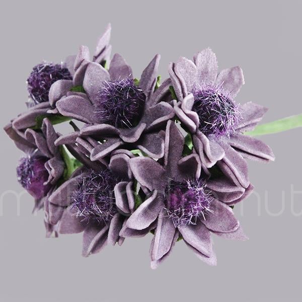 72 Adet Çiçek (12 Demet) Ortası Tüylü Çiçek