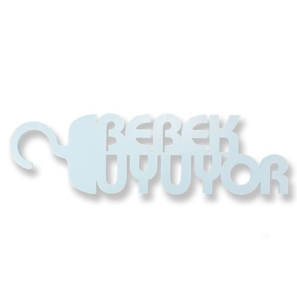 Ahşap Bebek Uyuyor Kapı Askısı 30x8,5cm