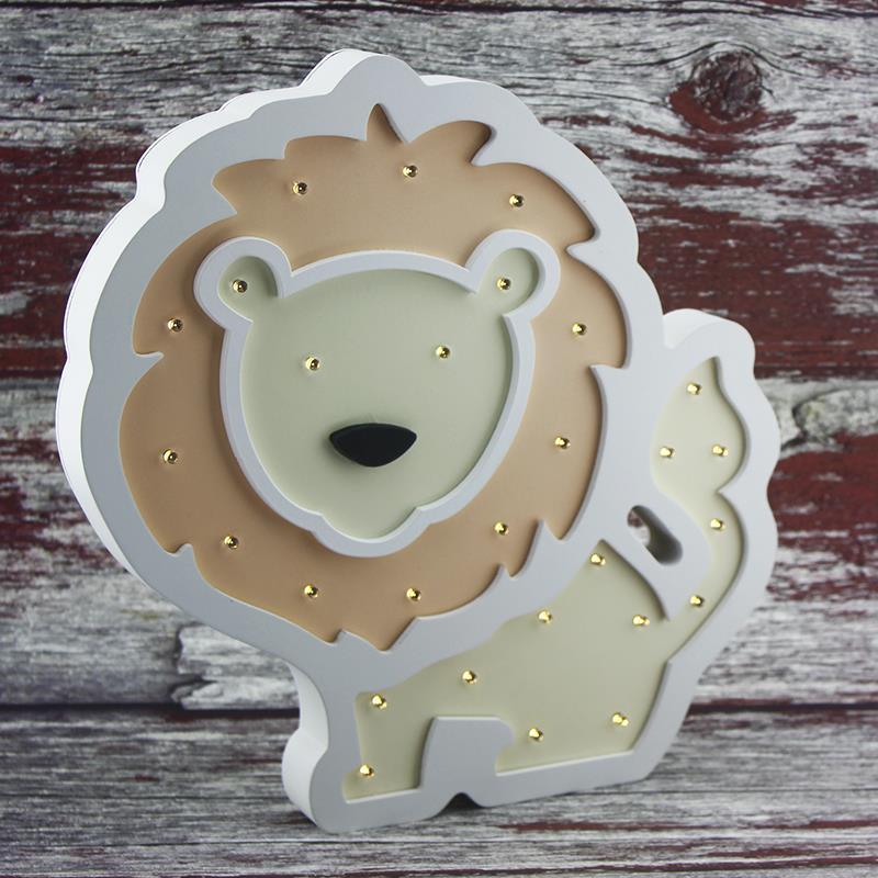 Ahşap Led Işıklı Pilli Arslan Dekor