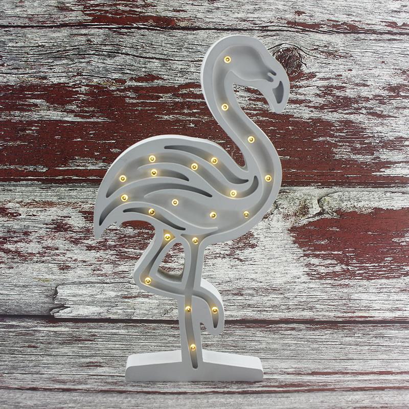 Ahşap Led Işıklı Pilli Flamingo Dekor