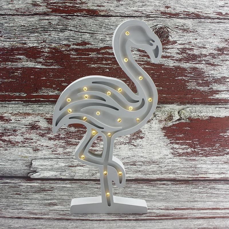 Ahşap Led Işıklı Pilli Flamingo Dekor