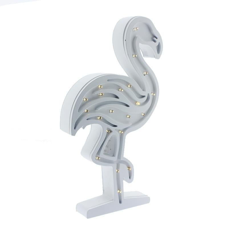 Ahşap Led Işıklı Pilli Flamingo Dekor