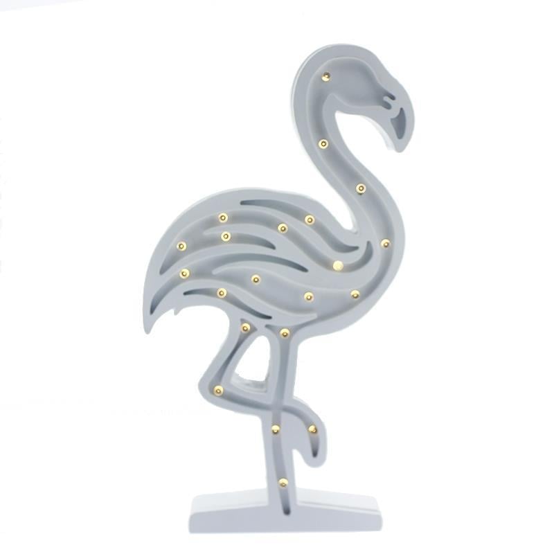 Ahşap Led Işıklı Pilli Flamingo Dekor