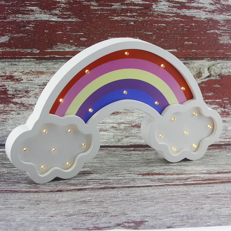 Ahşap Led Işıklı Pilli Gökkuşağı Dekor