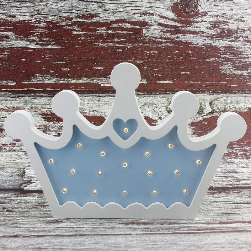 Ahşap Led Işıklı Pilli Kral Tacı Mavi